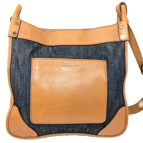 Michael Kors Sullivan North South Large Messenger Denim Leather Purse - Picture 2 of 10